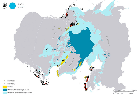 WWF map of oil drilling in the Arctic Ocean