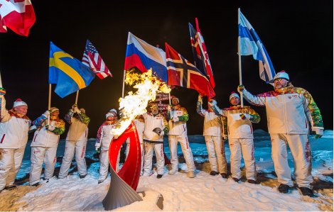 The Olympic Flame burns at the North Pole